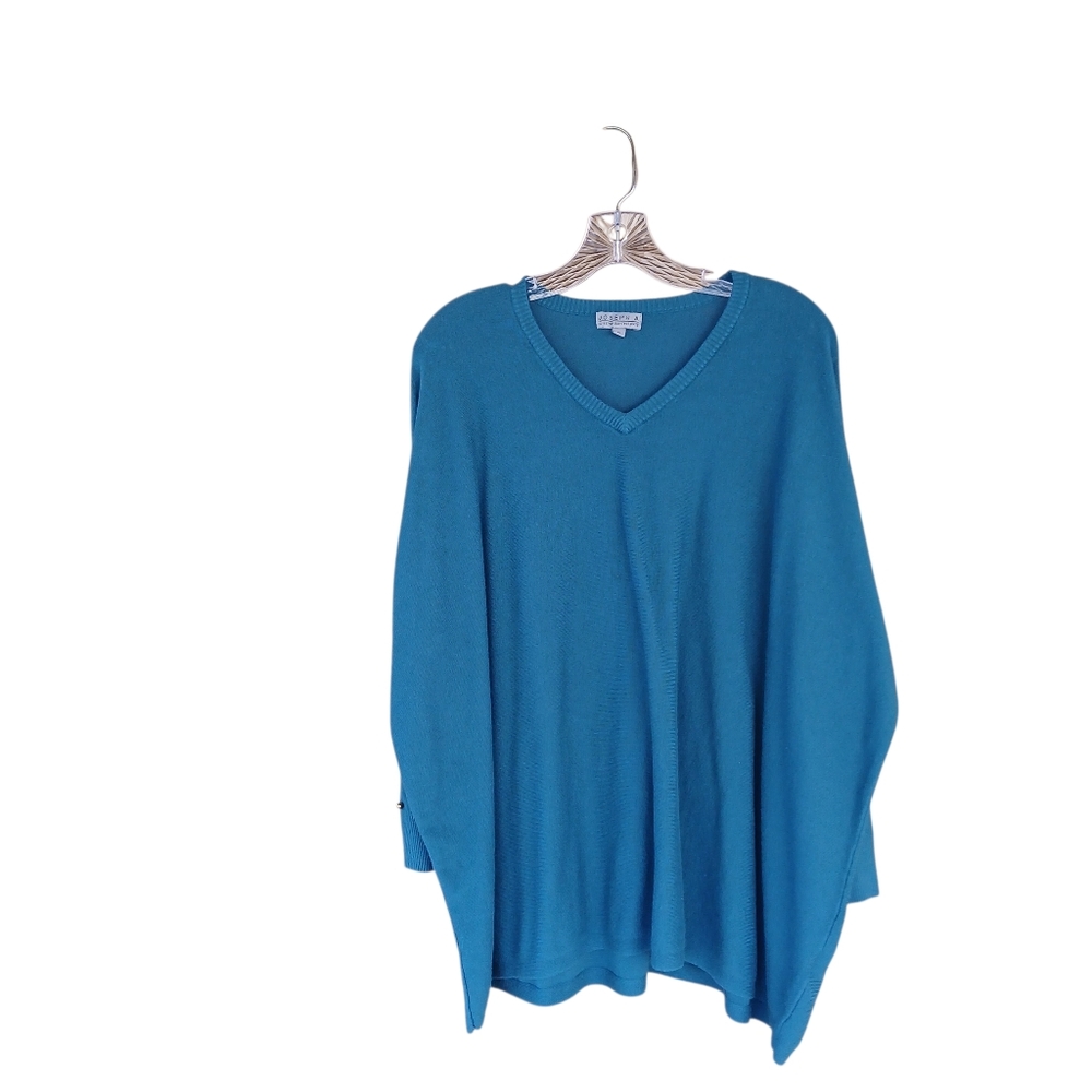 Joseph A. Teal Green V Neck Oversized Raglan Sleeve Rayon Nylon Sweater Medium